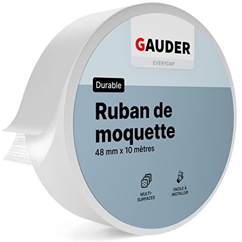 GAUDER Ruban Adhésif pour sols (10 m) | Ruban Adhésif pour revêtements de sol, marches d'escalier et plus | Colle Moquette pour travaux de rénovation Cover