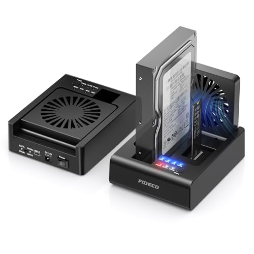 USB Cドッキングステーション M.2 NVMe SSD および2.5"/3.5" SATA HDD用 クローンドック 双方向オフラインクローン対応 双方向クローンケース M.2 NVMe - USBアダプター 10Gbps デュプリケータ SSDリーダー 折り畳み式冷却ファン付き MS01