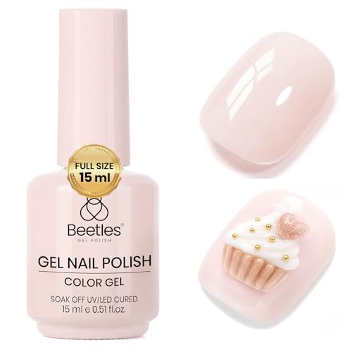 Image of Beetles Nude Gel Nail Polish - Creamy Almond 15ML /0.51Fl Oz, Nude Gel Polish, Color-Matched Bottle, Soak-Off UV LED, Long-Lasting Holiday Nails Art for DIY Beginners & Salon Pros