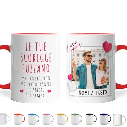 Caribu design Tazza San Valentino Personalizzata Le Tue Scoregge Puzzano - Idea Regalo Lei Lui con Foto Nomi Testo Personalizzabile Polaroid Love You Fidanzato Fidanzata Coppia Innamorati Anniversario