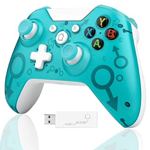 Wireless Controller for Xbox One, Xbox Wireless Controller PC Gamepad with 2.4GHZ Wireless Adapter, Compatible with Xbox One/One S/One X/One Elite/Xbox Series X/PS3 /Windows 7/8/10 Black (Green)