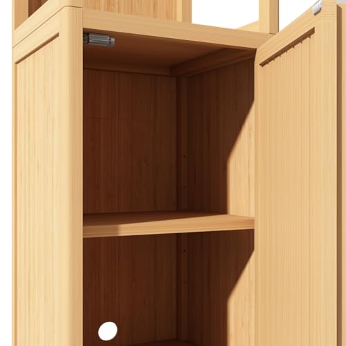 Ball & Cast Bamboo Storage-Cabinet, Bathroom Freestanding Cabinet with Slat Door & 2 Shelves,Multi-Purpose Bamboo-Floor Organizer for Entryway Living Kitchen Entryway, Natural by Ball & Cast - Image 4