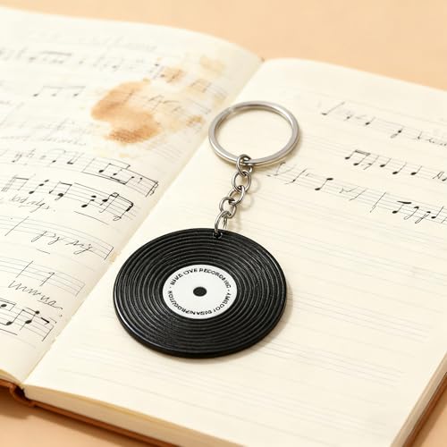 Image of Music Keychain Gifts Car Keys Backpack Charms Accessories DJ Keyrings Vinyl Record Keychain for Music Lovers