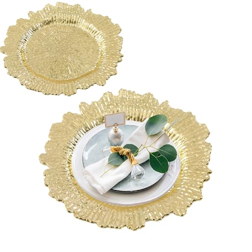 Platos decorativos dorados 13 pulgadas pack x24 miniatura 1