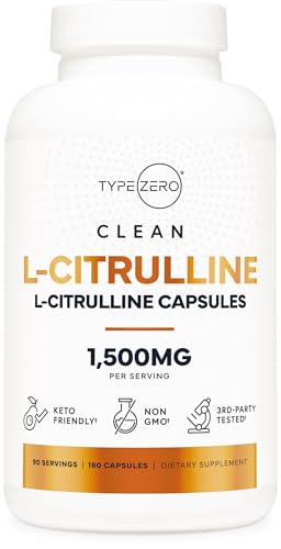 Type Zero L-Citrulline Capsules (180 Capsules) (1500 mg per Serving) - GMO-Free