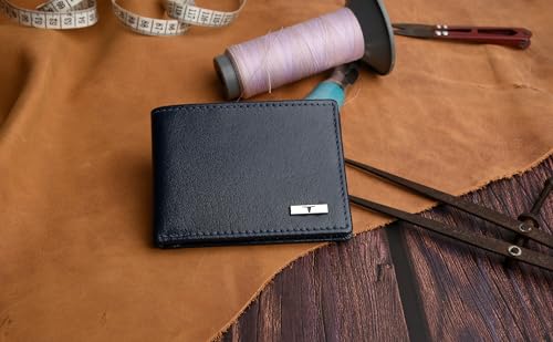 Image of URBAN FOREST Fred Aniline Blue Leather Wallet for Men