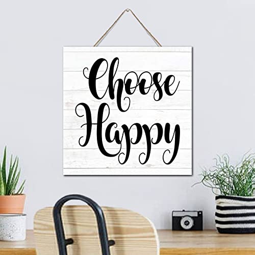 Letrero de madera decorativo Choose Happy placa de pared rustica de madera 5