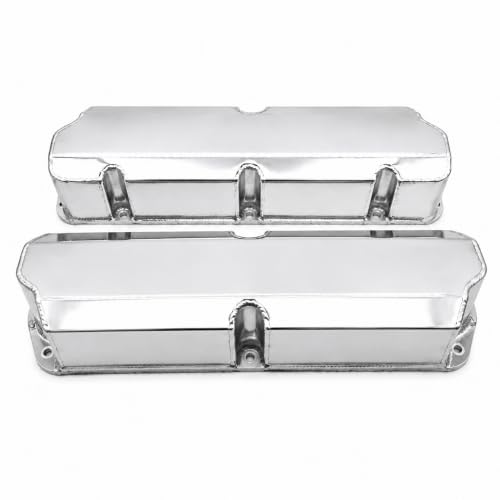 Polished Fabricated Aluminum Valve Covers No Hole Short Bolt Compatible for SBF Ford 289 302 351W