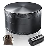 JENOJEMI Grinder & seal pot-Large 4 inch Black Aluminum 4 Piece Grinder Set (Black, 4inch)