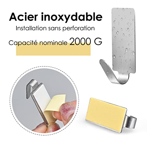 Miniatura 2 de Faburo Gancho Adhesivo De Pared, 12 Unidades,Toalleros De Baño Sin Taladro Acero Inoxidab, Perchas Adhesivas Fuertes, Percheros Pared, Colgadores Autoadhesivo Resistentes Extrafuerte Para Baño,Cocina