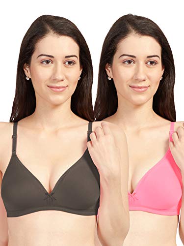 Image of SONARI Omania Womens Non-Padded Cotton Polyester Bras - Solid, Non-Wired, Medium Coverage, Hand Washable (Pack of 2)