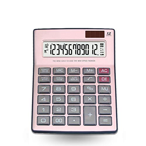 RUIHUA Desktop Calculator Standard Function Dual Power Display 12 Digit Calculator for School Office Cashier Finance,Rose Gold