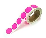 3,8 Cm Cerchio Colore Adesivi, Con Superficie Scrivibile – 500 Etichette Per Rotolo, Permanente Su Un 7,6 Cm Core Pink Fluorescent-image