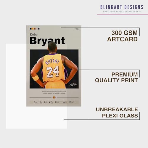 Image of BLINKART Kobe Bryant | Nba Basketball Player | Synthetic Wood Photo Framed Wall Hanging Poster For Room & Office Bedroom Living Boys And Girl Room Home Wall Hanging | 12x18 Inches