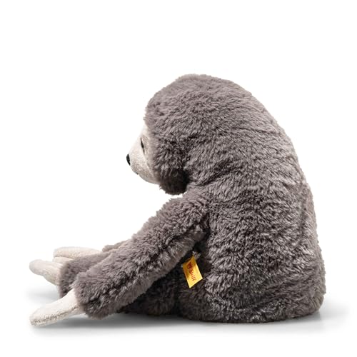 Steiff Sanny Faultier 35cm dunkelgrau, Kuscheltier Sloth, weiches Schmusetier, aus kuschelweichem Plüsch, Stofftier für Mädchen und Jungen, waschmaschinenfest, Hellgrau