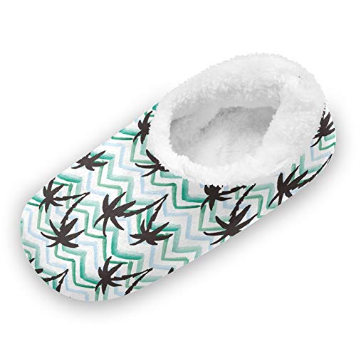 TropicalLife LUCKYEAH Zigzag - Pantuflas de verano para playa, palmeras, para mujeres, hombres, pies peludos, cómodos, cálidos, de espuma viscoelástica, zapatos de felpa para interiores y ex