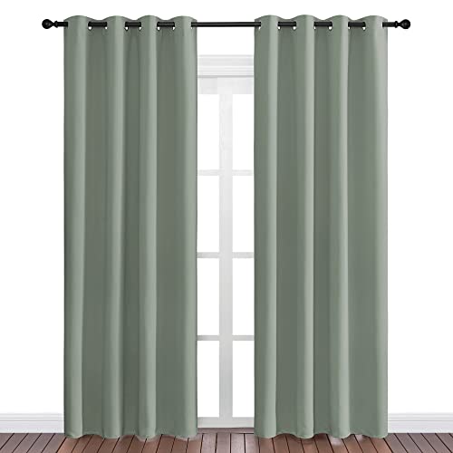 Image of NICETOWN Sage Green Blackout Curtains 86 inch Long for Office, Dining Room, Guest Room, Sound Reducing Heat and Cold Block Curtain Panels for Modern Room Decorative (55 inch Wide, 2 Pieces)