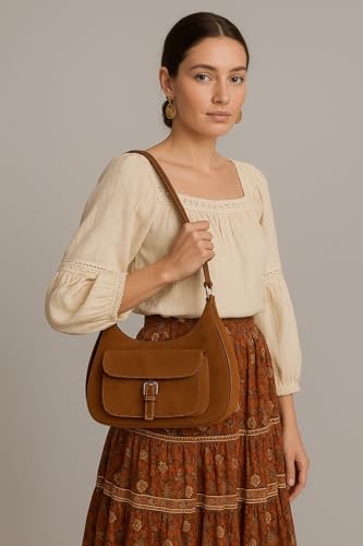 Romantic Suede Bag – Genuine Leather Boho Crossbody Handbag with Adjustable Strap, Brown Crossbody Bag for All Seasons, Special Occasions, and Everyday Use for Vintage, Retro, Minimalistic2