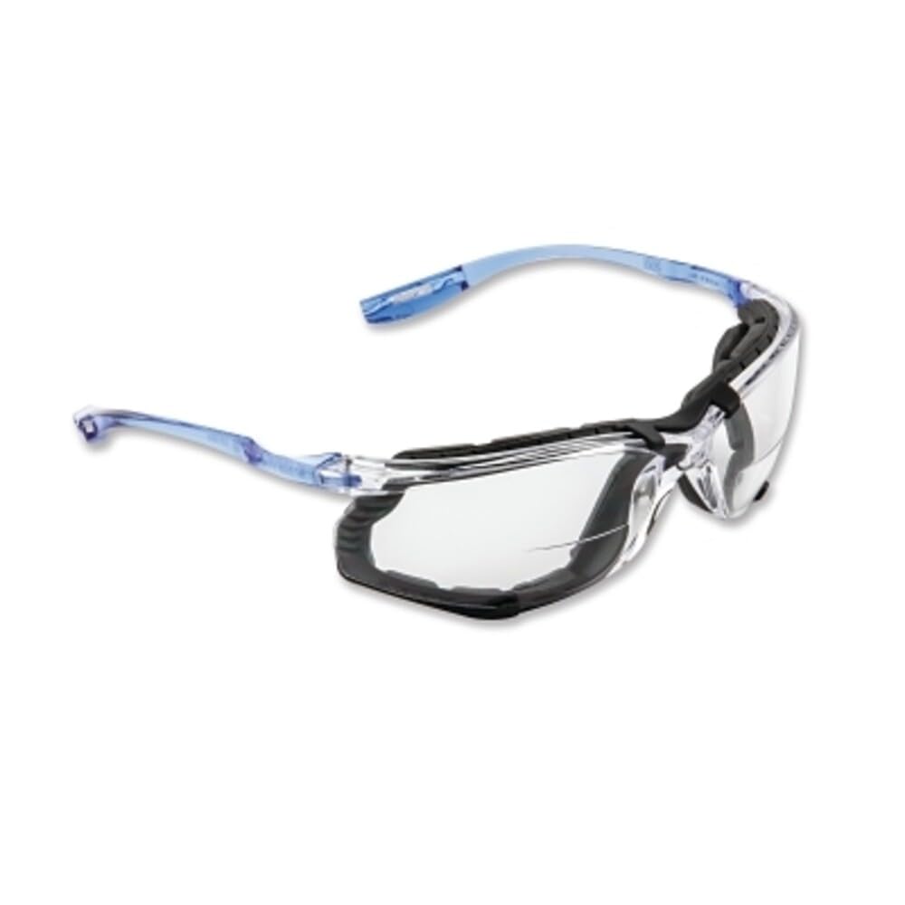 3M Okulary ochronne z czytnikami, +2.0, Virtua CCS, 20 sztuk, ANSI Z87, przeciwmgielne, przezroczyste soczewki, niebieska rama, system sterowania wtyczką uszną, zdejmowana pianka