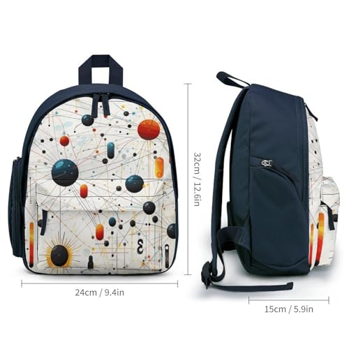 Physics Print Backpack Small Book Bag with Side Pocket, Lightweight Durable Backpack, Travel Rucksack, Blue-style2