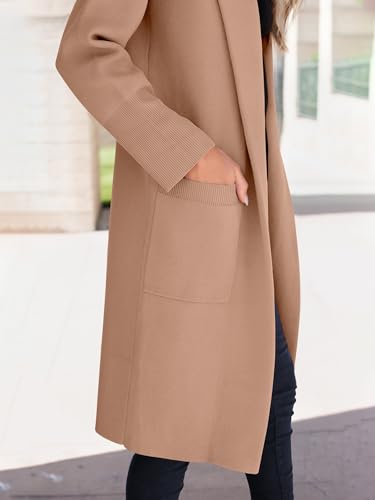 Image of ANRABESS Womens Cardigan Sweater 2026 Fall Outfits Knitted Lapel Long Coats Coatigans