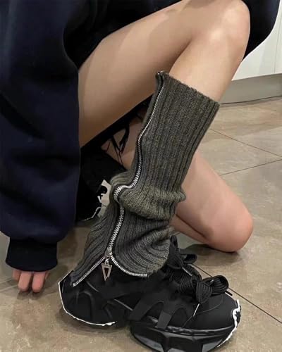 Leg warmers for women grunge cute long leg cover stockings ankle warmers women's Leg warmers pack butterfly zipper socks (Black)4