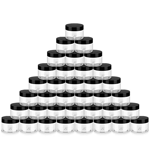 Loretoy 36 Pack 4 OZ Plastic Jars with Lids, BPA Free, Reusable, Refillable Transparent Cosmetic Containers for Bath Salts, Cosmetics, Powders, Beauty Product and Small Accessories