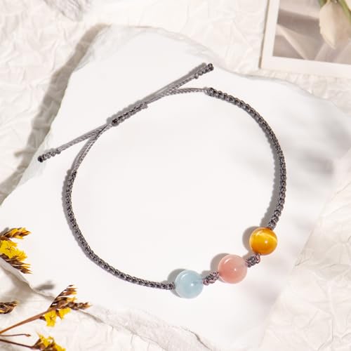 HarmonyGuard Crystal Energy Bracelets Set - Wealth, Emotional Support & Protection Hand-Knotted Rope with Natural Gemstones, Adjustable for Women Men. (Soul Tide Knot)3