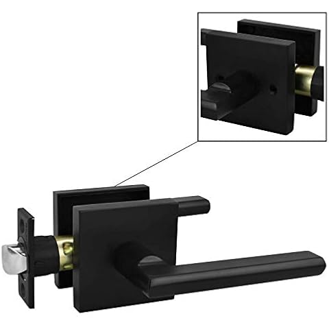 Nuk3y Hulk Series Lever Door Handle Slim Square Modern Contemporary Lever Set (Passage, Matte Black) Cover