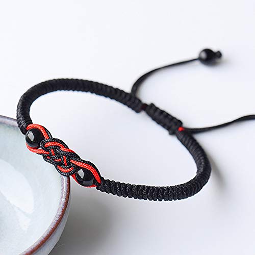 Men Women Hand-Woven Chinese Knot Black and Red Rope Couple Bracelets Natural Agate Stone Beads Braided Lucky Feng Shui Bracelet Love Jewelry2