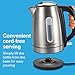 Hamilton Beach Electric Tea Kettle, Water Boiler & Heater, 1.7 Liter, Cordless Serving, 1500 Watts for Fast Boiling, Auto-Shutoff and Boil-Dry Protection, Stainless Steel with LED Light Ring (41037)