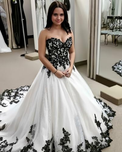 Women's Elegant Black Lace Wedding Dresses for Bride Gothic Sweetheart Tulle Bridal Dresses Sequin Wedding Gowns4