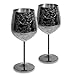 Bicchieri da Vino SKYFISH in Acciaio Inossidabile con placcatura Nera, incisi con Intricate e autentiche incisioni barocche, calici da Vino in Stile Reale, Set di 2 (17oz)