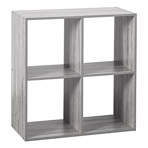 5five - Étagère Cube Mix 'n Modul, 4 Cases, Effet Chêne Gris, 67,5 x 32 x 67,5 cm - Rangement Modulable pour Salon, Chambre, Bureau