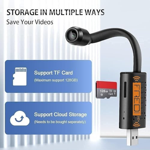 Image of FREDI HD PLUS WiFi Power Camera | 1080p Full HD | 32 GB Inbuilt or Support | 24x7 Plug-in Recording | Live View on Mobile & Laptop (WiFi MINI USB W11 Camera-Support 32 GB SD Card)