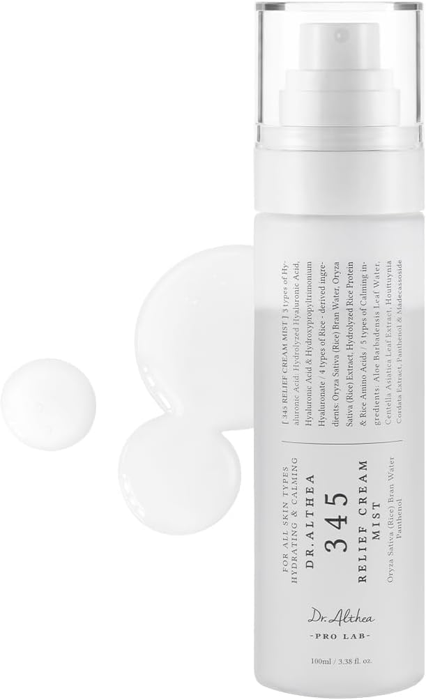 Dr.Althea 345 Relief Cream Mist | Brume Visage Hydratante à l’Extrait de Riz | Soin Apaisant pour Peaux Sensibles | Cosmétique Coréenne Vegan, 100ml
