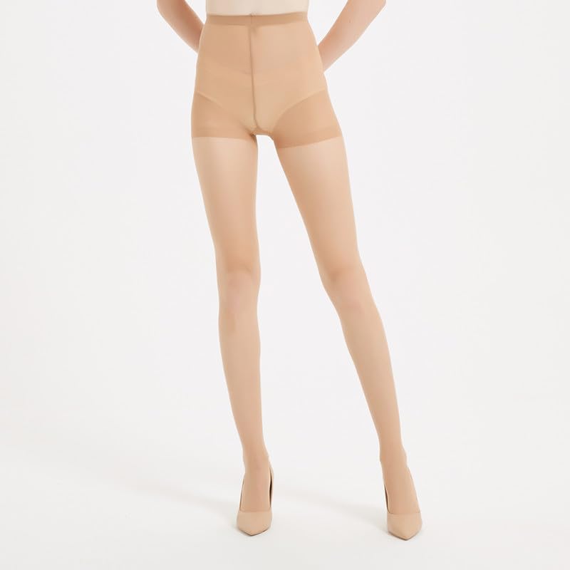 2Pairs Rip Resistant Sheer Tights for Women - 20 Denier Control Top with Reinforced Toes Pantyhose4