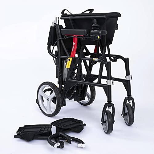 Feathermobility - 33Lb Frame - Lightweight Foldable Electric Power Wheelchair - Black (Right Hand Joystick) #TOP4