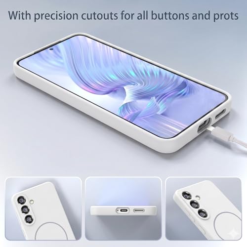 Image of DIZORO Microfiber Candy Case Compatible with Samsung S26 5G Smooth Touch Cushion Liquid Soft Silicone Gel Rubber Phone Cases Non-Slip Full Body Protective Shockproof Back Cover - White