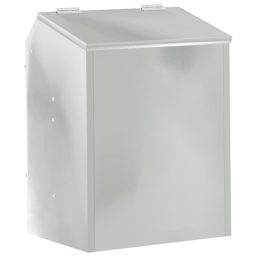 Karmnik dla królików, srebrny, stal ocynkowana, 33,5 x 25,5 x 45,5 cm, odporny na warunki atmosferyczne, automatyczny karmnik do użytku wewnątrz i na zewnątrz, z klipsami i otworami na dnie