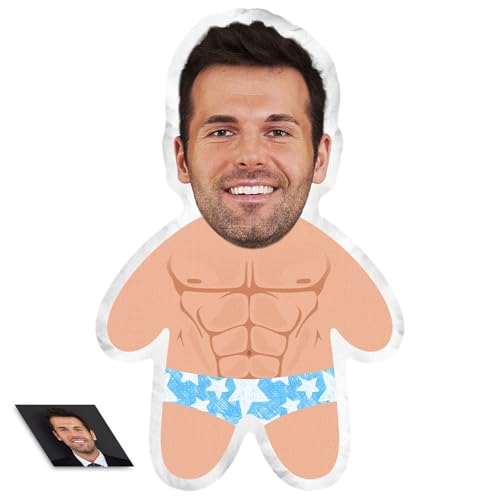 LucBuy Almohada Facial Personalizada, Almohadas de Muñecos de Peluche con Foto Personalizada, Almohada FEA Decorativa para Sofá con Impresión 3D de Doble Cara, Aniversarios Cumpleaños Regalos (S 3)