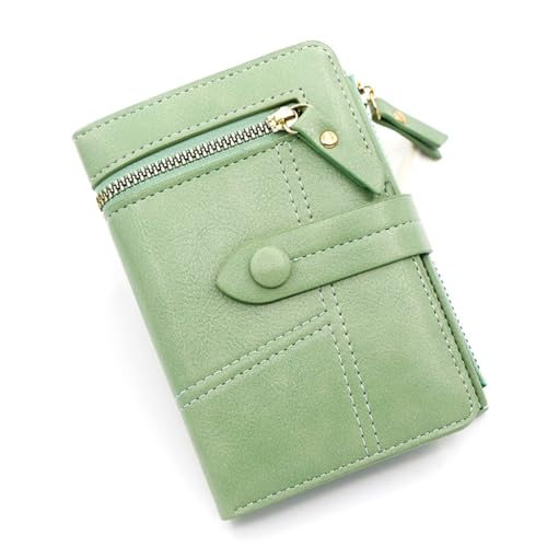 FMURY Women's Short Wallet Japanese Small Fragrance PU Leather Wallet Clip Zipper Zero Wallet(Gray)