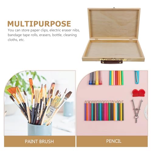 Image of SEWACC 1pc Box Painting Box Drawing Art Accessory Watercolor Oil Pen Case Lightweight Colored Pen Case Wooden Drawing Wooden Pigment Empty Container Pencils Storage
