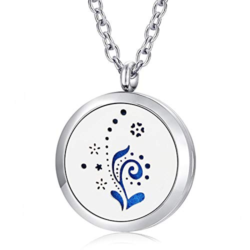 Preisvergleich Produktbild Aromatherapie-Anhänger 316L Edelstahl 30Mm Magnetische Aromatherapie Medaillon Halskette Silber Farbe Ätherisches Öl Diffusor Halskette Schmuck
