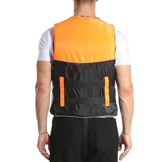 CHALISA Inflatable Swim Vest Jacket for Swimming Pool, Swimming Jacket Life Jacket Personal Flotation Adult Safety Life Jacket Swim Jacket Flotation Vest for Swimming Boating with Whistle (Orange) 1