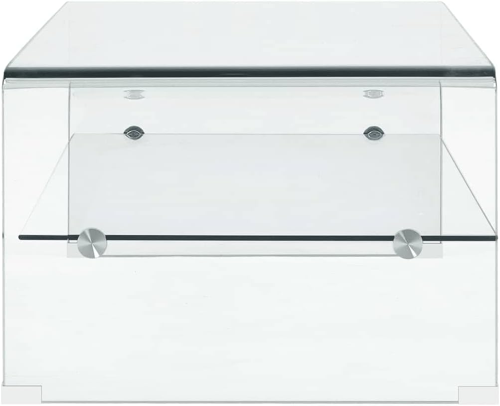 vidaXL Coffee Table, Side Table with Storage Shelf, Accent End Table Furniture for Home Living Room, Modern Style, Clear Tempered Glass