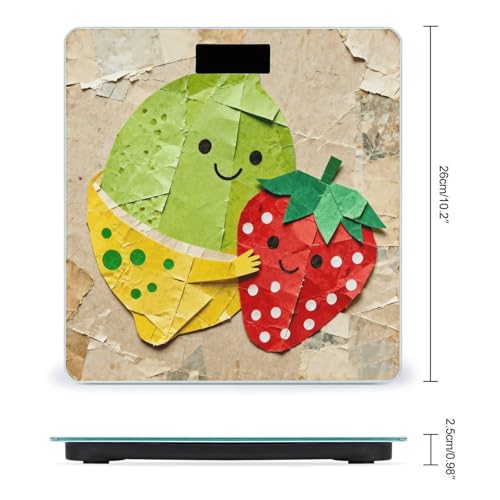 Báscula digital de baño con diseño collage fruta y pantalla LCD miniatura 2