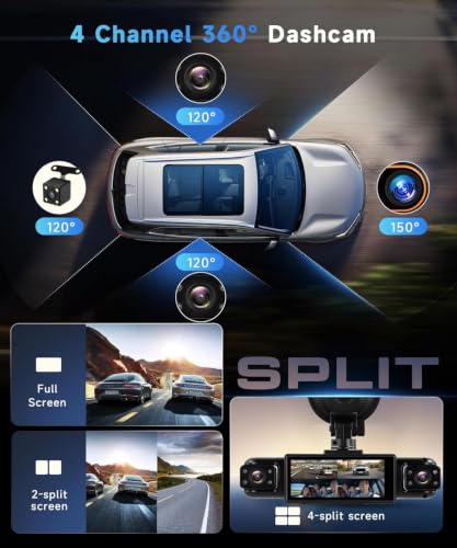 4-Channel 360° WiFi Dashcam with APP
