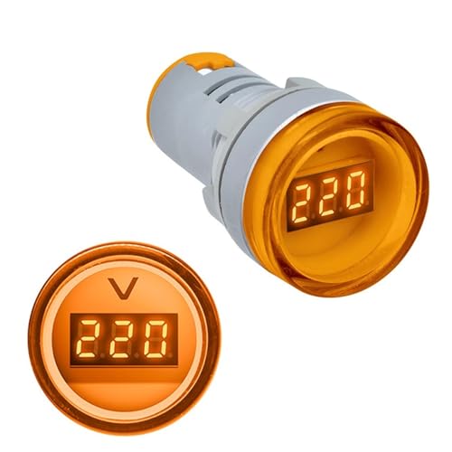 交流電圧表示デジタルLED電圧計 22mm AD16-22DSV 丸型デジタル電圧計 AC 60-500V LEDデジタル表示インジケータライト(Yellow)