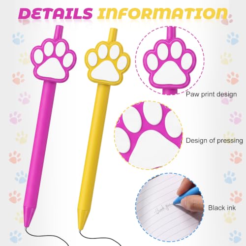 Resurhang 48 Pcs Dog Paw Pens Bulk, Black Ink Ballpoint Pens with Cute Paw Topper for Classroom, Teacher Appreciation Gifts, Graduation Party Favors, School Supplies Stationery (Multicolored) - Image 3